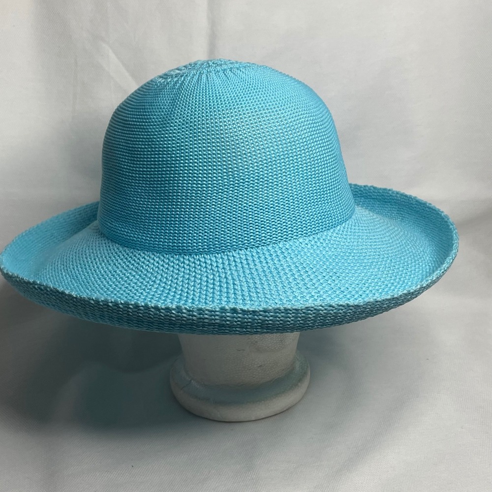 Wallaroo Hat Co Victoria Straw Paper Sun Cap Baby Blue Adult OSFM Adjustable Tie